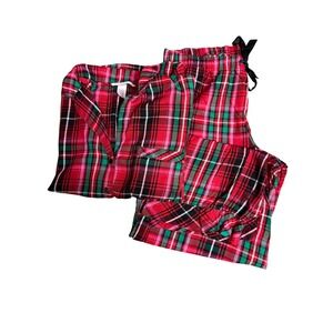 Victorias Secret Red Plaid Flannel Pajama Set Womens Small Short Holiday PJ 2pc